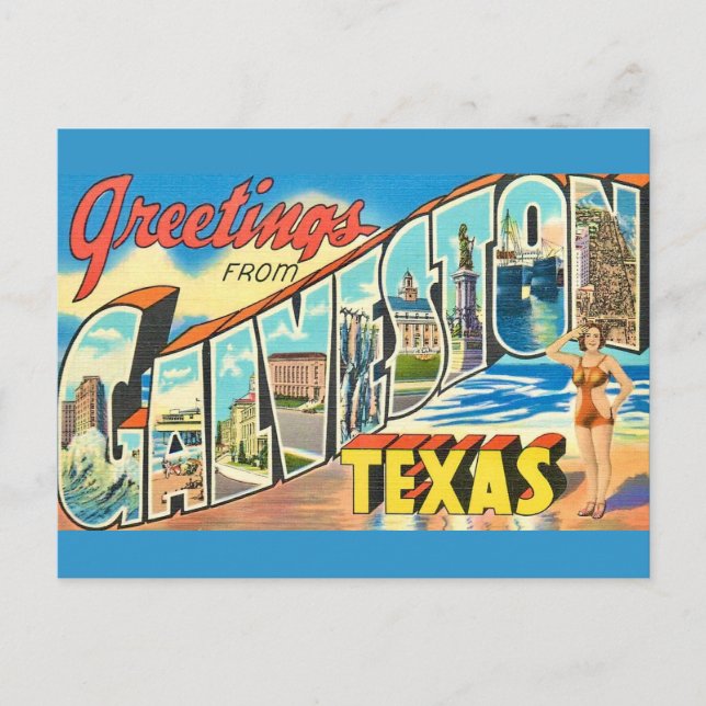 Vintage Galveston Greetings Postcard (Front)