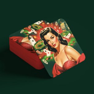 Vintage Gambling Pin-up Square Paper Coaster