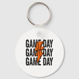 Vintage Game Day Sketll Lightning Bolt Funny Team  Key Ring