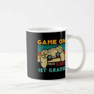 Vintage Game On Press Start 1st Grade Gamer Back T Coffee Mug
