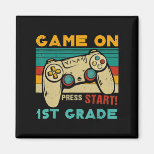 Vintage Game On Press Start 1st Grade Gamer Back T Magnet