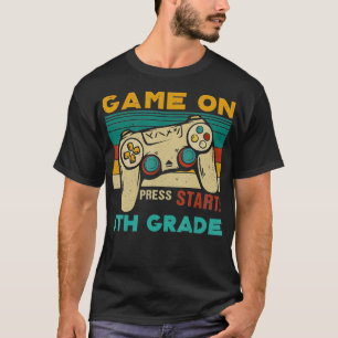 Vintage Game On Press Start 5th Grade Gamer Back T T-Shirt