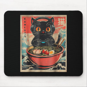 Vintage Gamer Cat Funny Ramen Retro Japanese Cat G Mouse Pad
