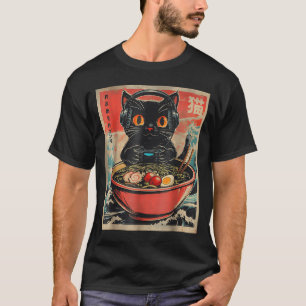 Vintage Gamer Cat Funny Ramen Retro Japanese Cat G T-Shirt