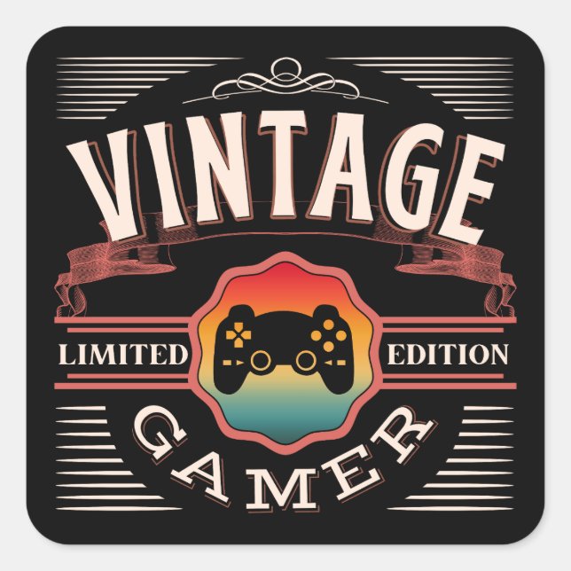 VINTAGE GAMER LIMITED EDITION  SQUARE STICKER (Front)