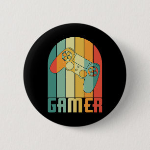 Vintage Gamer Video Game Lover Funny Retro Gaming  6 Cm Round Badge
