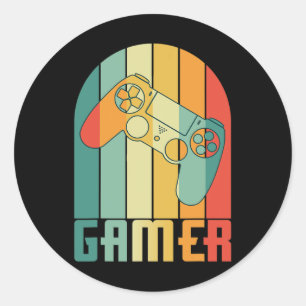 Vintage Gamer Video Game Lover Funny Retro Gaming Classic Round Sticker