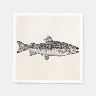 Vintage Gar Fish - Aquatic Fishes Template Blank Napkin