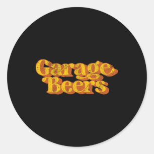 Vintage Garage Beers Beer Drinking Retro Funny Fat Classic Round Sticker
