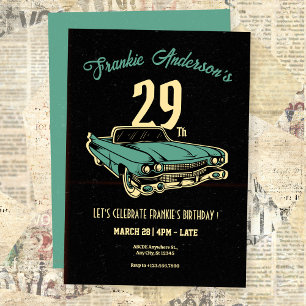 Vintage Garage Car birthday  Invitation