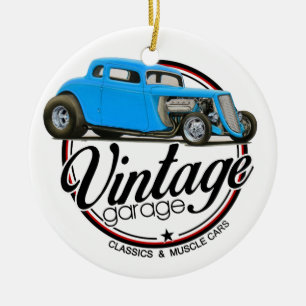 Vintage Garage Hot Rod Ceramic Tree Decoration
