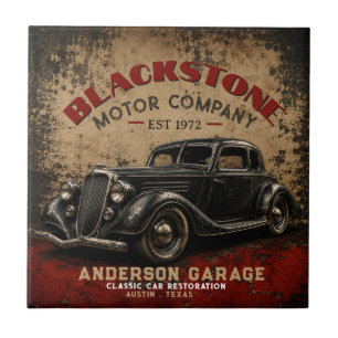 Vintage Garage Repair Service Classic Automobile  Tile