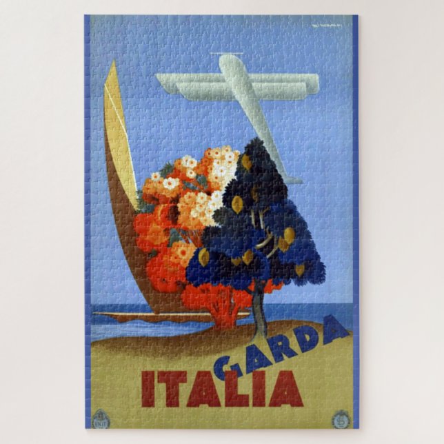 Vintage Garda Italy Europe Air Travel Jigsaw Puzzle (Vertical)