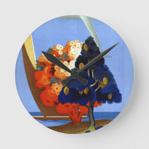 Vintage Garda Italy Europe Air Travel Round Clock