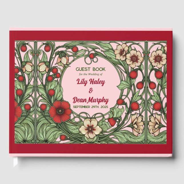 Vintage Garden Art Nouveau Wedding Guest Book (Front)