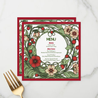 Vintage Garden Art Nouveau Wedding Menu