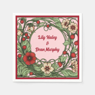 Vintage Garden Art Nouveau Wedding Napkin