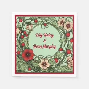 Vintage Garden Art Nouveau Wedding Napkin