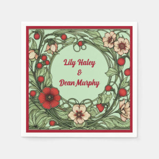 Vintage Garden Art Nouveau Wedding Napkin