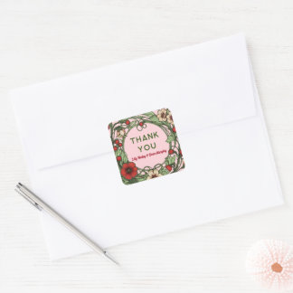 Vintage Garden Art Nouveau Wedding Square Sticker