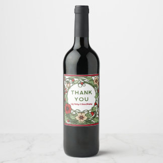 Vintage Garden Art Nouveau Wedding Wine Label