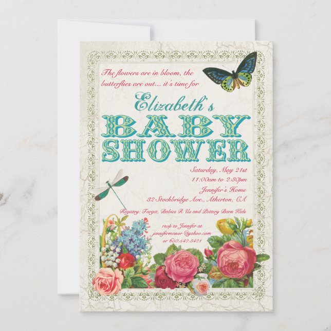 Vintage Garden Baby Shower Invitation (Front)