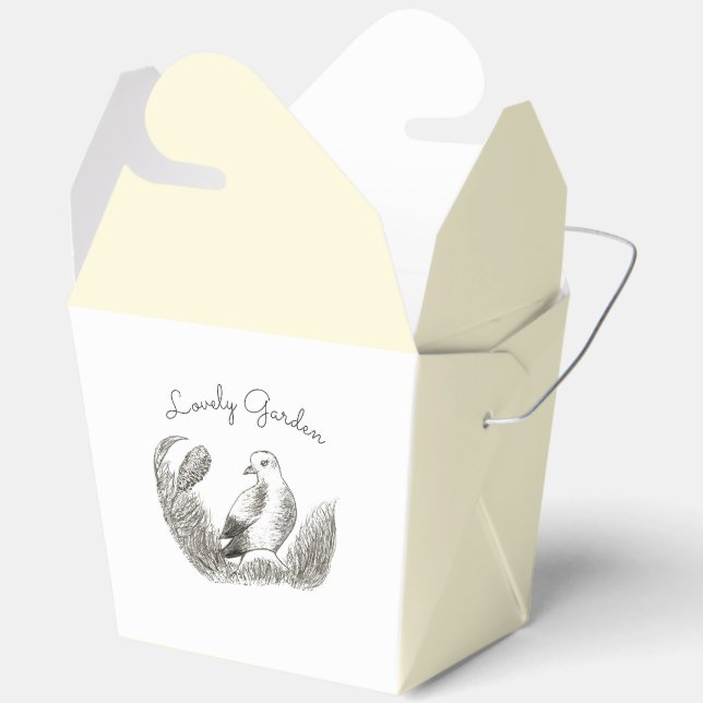 Vintage Garden Bird – Monochrome Floral Favour Box (Open)