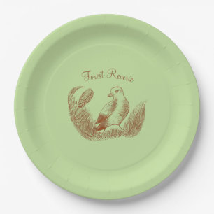 Vintage Garden Bird – Retro Elegant Floral Paper Plate