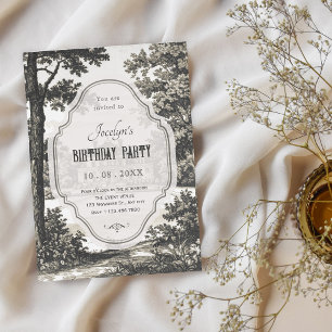 Vintage garden birthday invitation