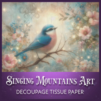 Vintage Garden Bluebird and Blossoms Decoupage Tissue Paper