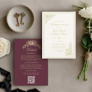 Vintage Garden Classic Details All in One Wedding Invitation