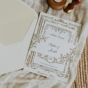 Vintage Garden Colourful Luxe Wedding Invitation Belly Band