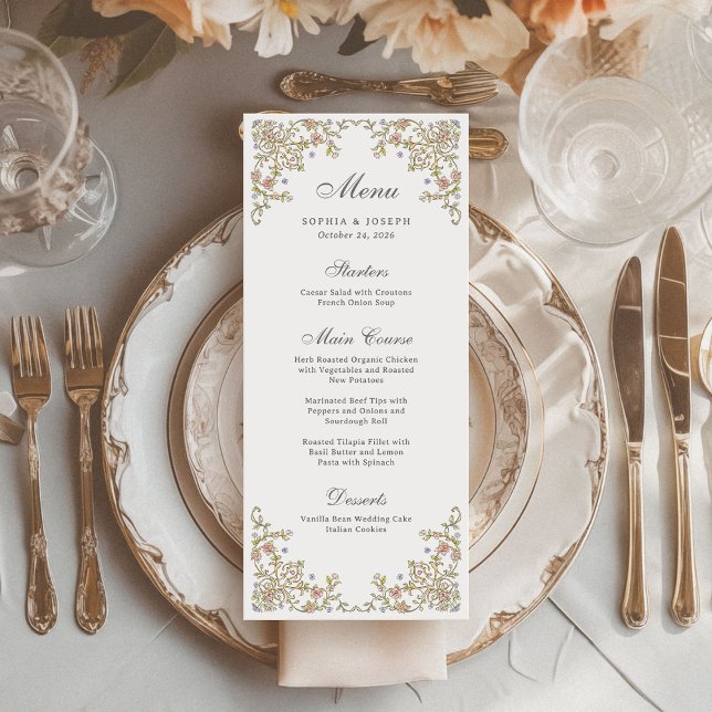 Vintage Garden | Colourful Luxe Wedding Menu (Creator Uploaded)