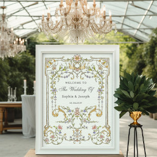 Vintage Garden   Colourful Luxe Wedding Welcome Poster