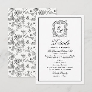 Vintage Garden Crest Floral Wedding Details Card
