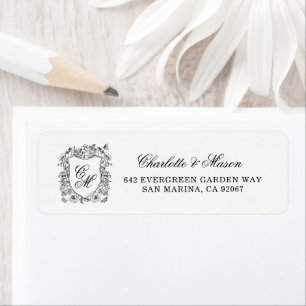Vintage Garden Crest Monogram Return Address