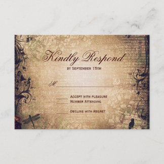 Vintage Garden Distressed Wedding RSVP Cards