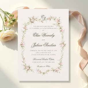Vintage Garden Ethereal Blush Floral Wedding Invitation