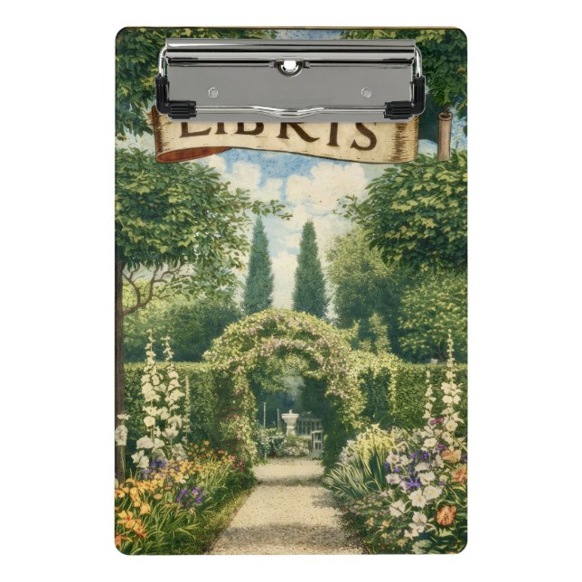 Vintage Garden Ex Libris Bookplate  Mini Clipboard (Front)