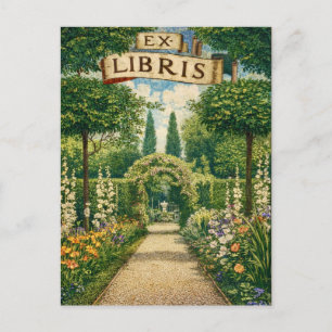 Vintage Garden Ex Libris Bookplate Postcard