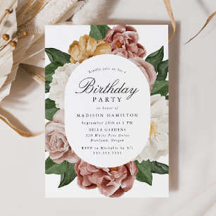 Vintage Garden Floral Frame Birthday Party Invitation