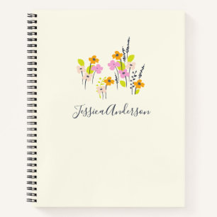 Vintage Garden Floral Pink and Lime Personalised Notebook