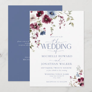 Vintage Garden Floral QR Wedding Invitation