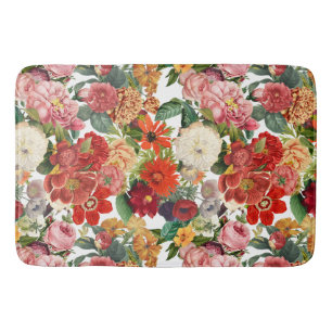 Vintage garden flowers pattern bath mat