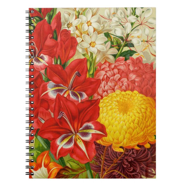 Vintage Garden Flowers Spiral Photo Notebook (Front)
