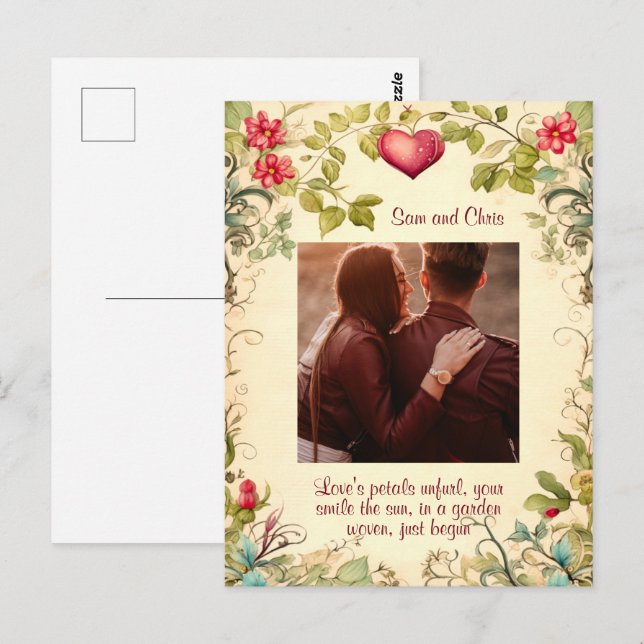 VINTAGE GARDEN FRAME CUSTOMIZED LOVE QUOTE POSTCARD (Front/Back)