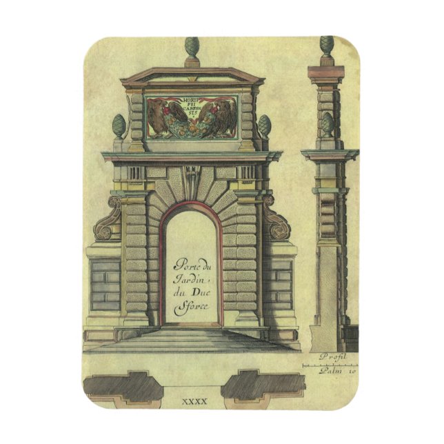 Vintage Garden Gate Arch, Renaissance Architecture Magnet (Vertical)