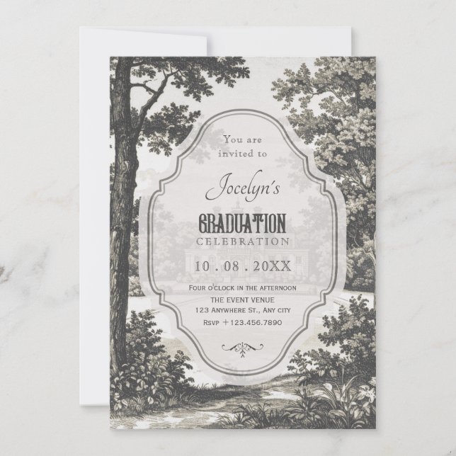 Vintage garden graduation invitation (Front)
