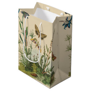 Vintage Garden Insects, Butterflies, Caterpillars Medium Gift Bag