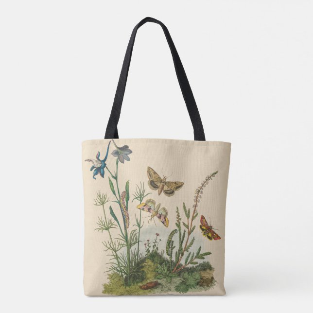 Vintage Garden Insects, Butterflies, Caterpillars Tote Bag (Back)